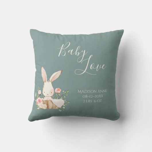 Coussin Bébé Vert mignon Garçon Nom de la fille Script Lov (Verso)