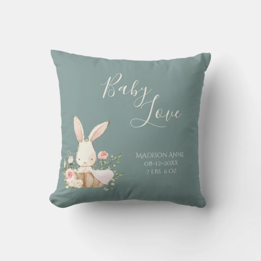 Coussin Bébé Vert mignon Garçon Nom de la fille Script Lov (Recto)