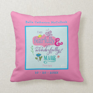Coussin Bébée adorable Bible personnalisée Verse rose
