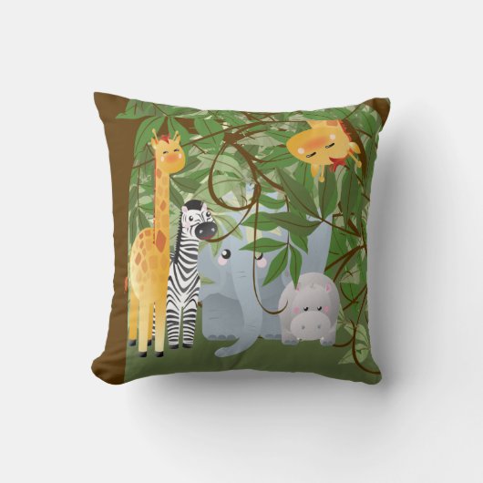 Coussin Bébés animaux de la jungle (Recto)