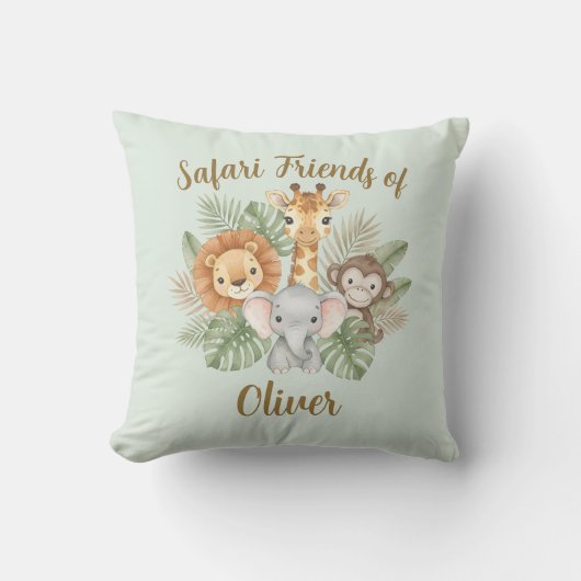 Coussin Bébés Animaux de Safari Mignons (Recto)