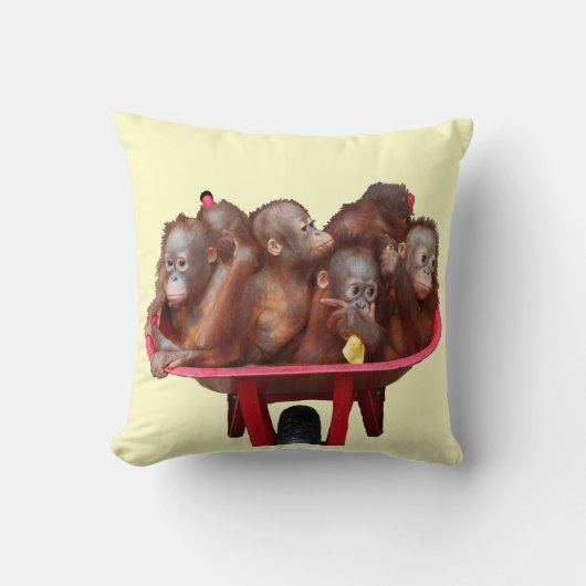 Coussin Bébés rouges d'orang-outan de brouette (Recto)