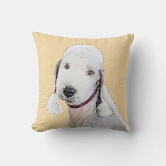 Coussin Bedlington Terrier Painting - Art original du chie (Recto)