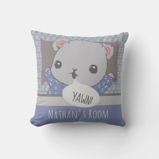 Coussin Bedtime personnalisé Teddy Bear Bleu (Recto)