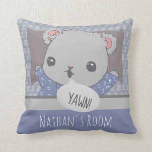 Coussin Bedtime personnalisé Teddy Bear Bleu