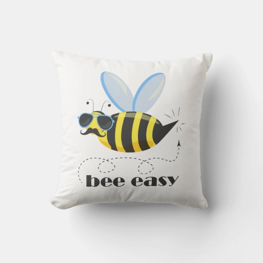 Coussin Bee caractère avec mustache lunettes de soleil Bee (Recto)