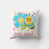 Coussin Bee Leaf' Crayon Art: Happy Bumblebee Animal Lover (Verso)