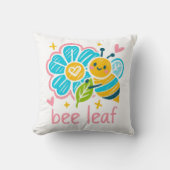 Coussin Bee Leaf' Crayon Art: Happy Bumblebee Animal Lover (Recto)