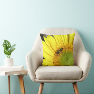 Coussin Bee On Sunflower Close Up Photographie
