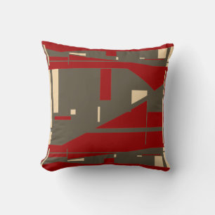Coussin Beige Brown Rouge méditerranéen Mosaïque Abstraite