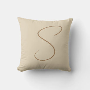 Coussin Beige Classic manuscrit Monogramme initial