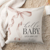 Coussin Beige Coquette Bow Girl Baby shower Cadeau (Couverture)