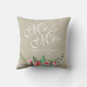 Coussin Beige Linen Rustic Floral M. Mme Mariage (Verso)