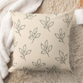 Coussin Beige Neutral Cushion | Leaf Pattern Throw Pillow (Couverture)