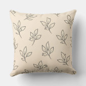 Coussin Beige Neutral Cushion | Leaf Pattern Throw Pillow (Verso)