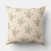 Coussin Beige Neutral Cushion | Leaf Pattern Throw Pillow (Recto)