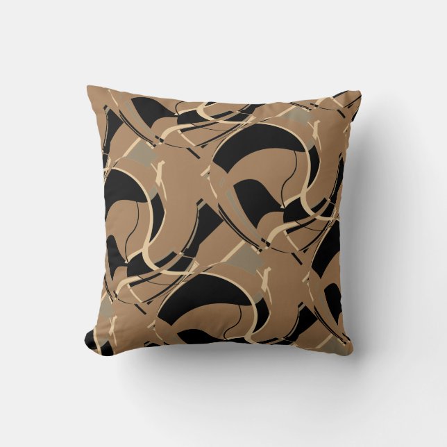 Coussin Beige noir sur Tan Diagonal Design (Recto)