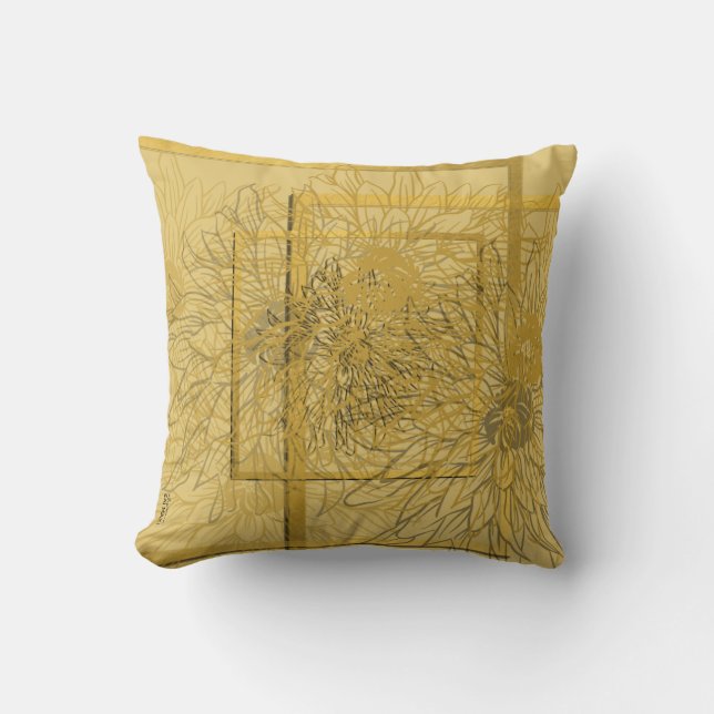 Coussin Beige or moderne Abstrait Floral (Recto)