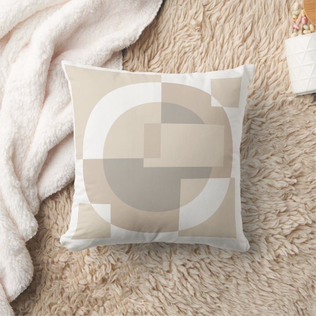 Coussin Beige Overlapping Shapes Minimalist Pillow (Couverture)