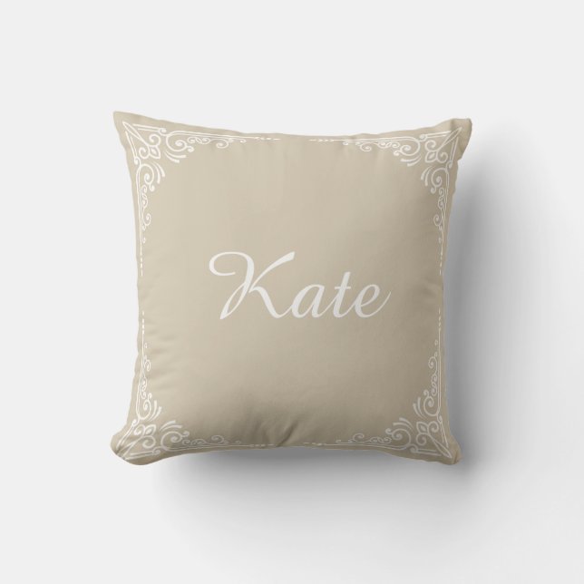 Coussin Beige Personalized Modern Elegant Typography Name  (Recto)