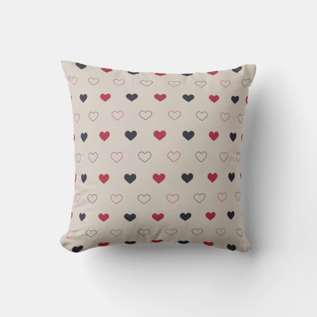 Coussin Beige & red Heart Seamless Pattern Cute Minimal (Recto)