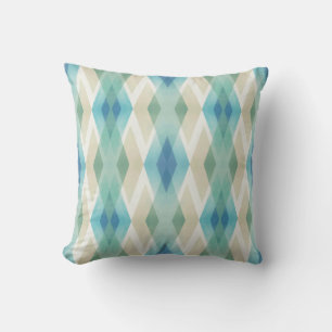 Coussin Beige Vert Bleu Blanc Turquoise Rhombus Motif