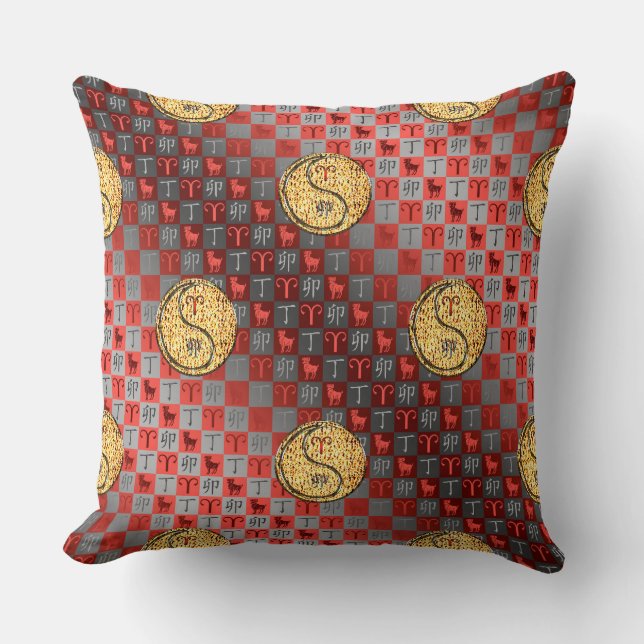 Coussin Bélier & Lapin de Feu (Recto)