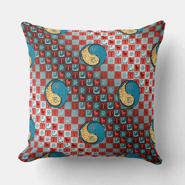 Coussin Bélier & Serpent d'eau (Recto)