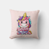 Coussin 🦄✨ “Believe in Magic” Unicorn Pillow 💖🛋️ (Recto)
