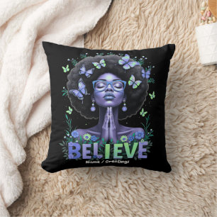 Coussin Belle Afro Femme Reine Noire Prière Hommage
