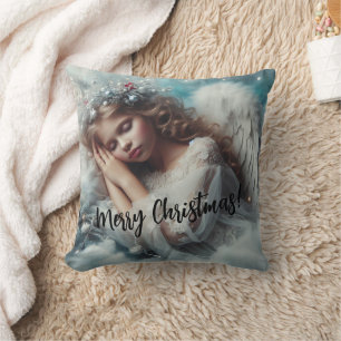 Coussin Belle ange de Noël endormi