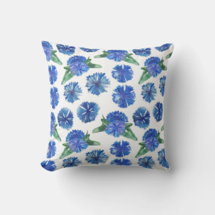 Coussin Belle aquarelle bleu cornfleurs