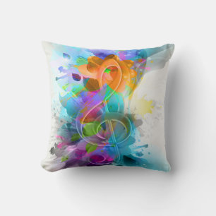 Coussin Belle aquarelle colorée Couleur éclat Musique