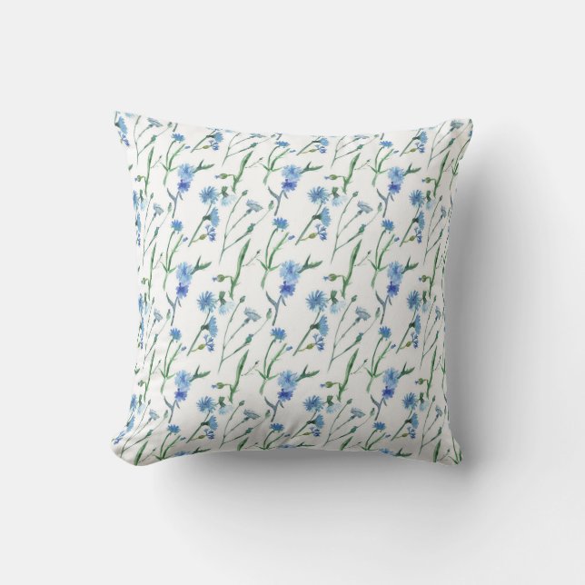 Coussin Belle aquarelle cornfleurs (Recto)