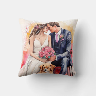 Coussin Belle aquarelle couple mariage