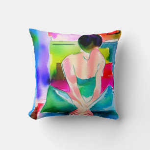 Coussin Belle Aquarelle Femme
