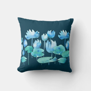 Coussin Belle aquarelle lotus fleurs fleurissant