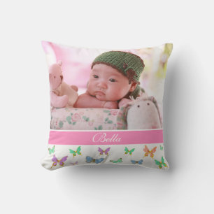Coussin Belle aquarelle Papillons/Photo personnalisée