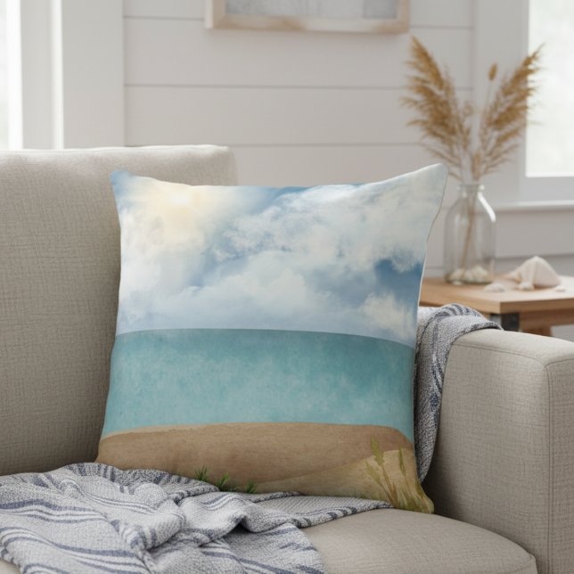 Coussin Belle Aquarelle Plage (Créateur téléchargé)