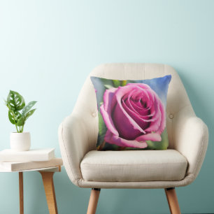 Coussin Belle aquarelle rose rose collection moderne
