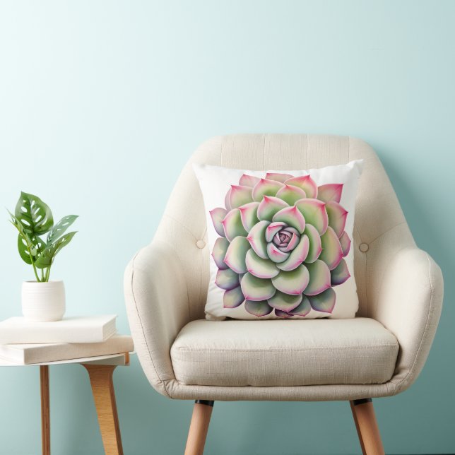Coussin Belle Aquarelle Succulente (Chaise)