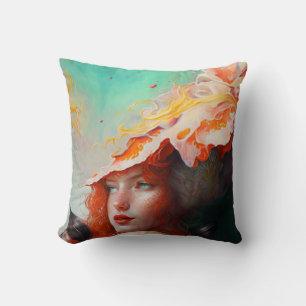 Coussin Belle artiste Abstraite Red Haired Ginger Girl