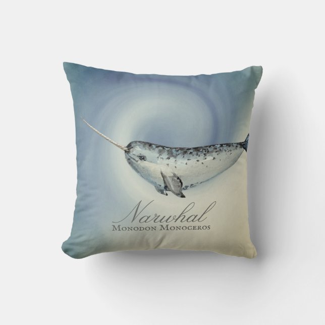Coussin Belle baleine Narwhal, Monodon Monoceros (Recto)