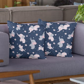 Coussin Belle bande dessinée éléphants motif sur bleu mari