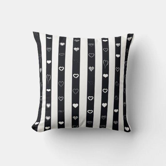 Coussin Belle Bande Noire Moderne Coeur (Recto)