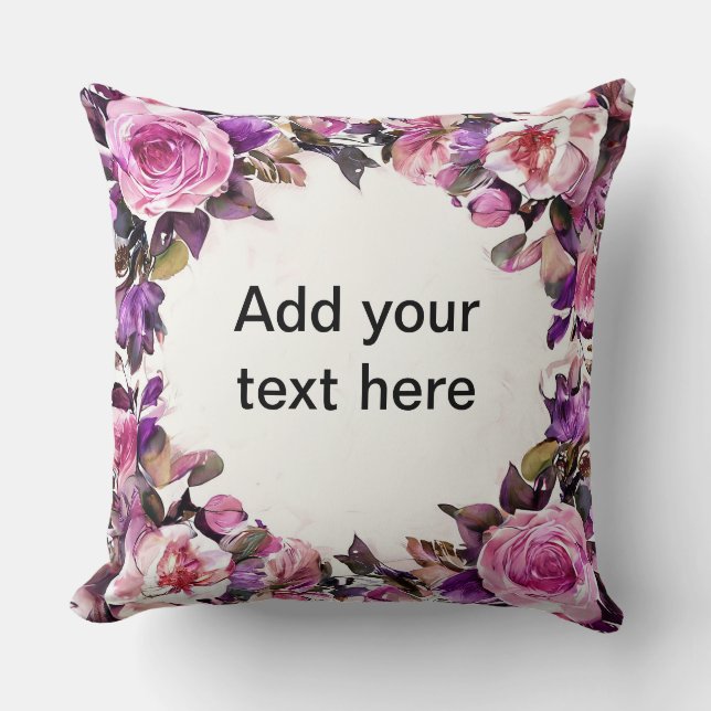 Coussin Belle Bordure Florale Aquarelle (Recto)