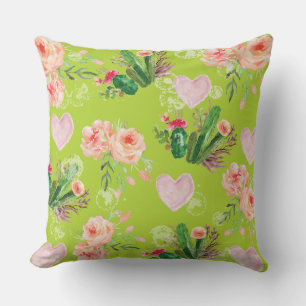 Coussin Belle brique florale Cactus