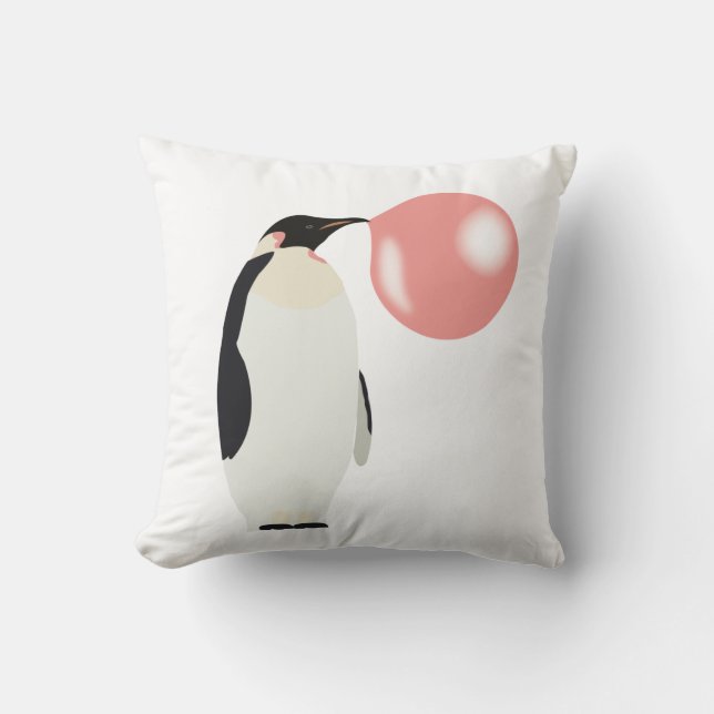 Coussin Belle bulle de gomme Penguin soufflante bulle (Recto)