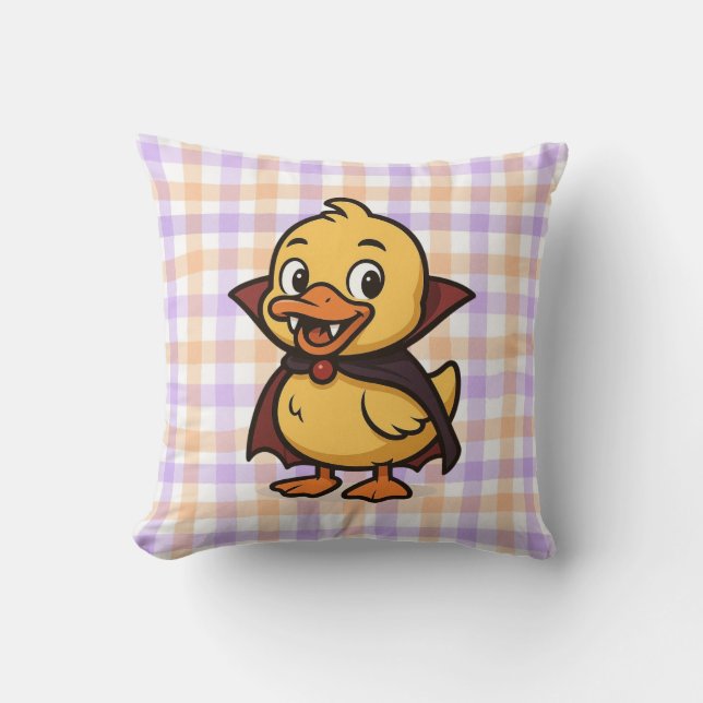 Coussin Belle caricature canard d'Halloween vampire (Recto)