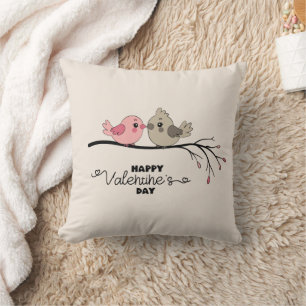 Coussin Belle Cartoon Lovebirds sur la branche Saint-Valen